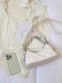Geometric Embossed Chain Decor Hobo Bag
