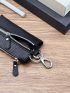 Litchi Embossed Key Case With Zipper Car Holder Case