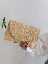 Snap Button Flap Straw Bag