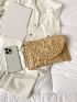 Snap Button Flap Straw Bag
