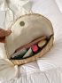Snap Button Flap Straw Bag