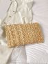 Snap Button Flap Straw Bag