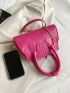 Neon Pink Crocodile Embossed Chain Square Bag
