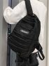 Men Letter Patched & Drawstring Detail  Functional Backpack