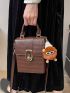 Mini Crocodile Embossed Flap Square Bag With Bag Charm