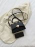 Crocodile Embossed Heart Decor Flap Square Bag