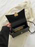 Crocodile Embossed Heart Decor Flap Square Bag
