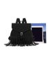 Buckle Decor Fringe Decor Flap Backpack