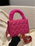 Mini Neon Pink Quilted Fluffy Handle Square Bag
