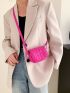 Mini Neon Pink Quilted Flap Square Bag