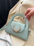 Metal Decor Double Handle Square Bag