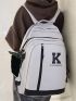 Men Letter Graphic Functional Backpack