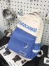 Men Letter Graphic Patch Decor Functional Backpack