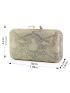 Mini Rhinestone Decor Snakeskin Pattern Chain Box Bag