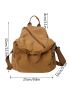 Minimalist Drawstring Design Flap Backpack