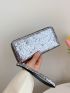 Sequin Decor Long Wallet With Wristlet