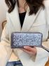 Sequin Decor Long Wallet With Wristlet