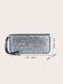 Sequin Decor Long Wallet With Wristlet