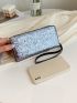 Sequin Decor Long Wallet With Wristlet
