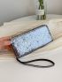 Sequin Decor Long Wallet With Wristlet