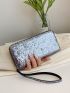 Sequin Decor Long Wallet With Wristlet