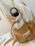 Men Two Tone Letter Patch Decor Casual Daypack