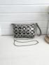 Metallic Geometric Pattern Ruched Bag