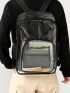 Men Clear Contrast Binding Functional Backpack