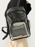 Men Clear Contrast Binding Functional Backpack