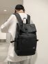 Men Letter Patch Decor Casual Daypack Business Travel Backpack Large Capacity Lightweight Backpack Student Laptop Bag