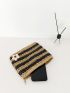 Mini Two Tone Flower Decor Straw Bag