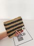 Mini Two Tone Flower Decor Straw Bag