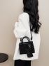 Mini Crocodile Embossed Square Bag With Coin Purse