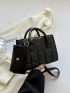 Mini Quilted Double Handle Square Bag With Coin Purse