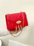 Mini Neon Red Quilted Twist Lock Flap Chain Square Bag