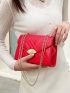 Mini Neon Red Quilted Twist Lock Flap Chain Square Bag