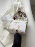 Floral Pattern Flap Square Bag
