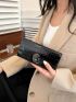 Crocodile Embossed Metal Decor Long Wallet