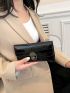 Crocodile Embossed Metal Decor Long Wallet