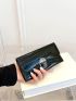 Crocodile Embossed Metal Lock Long Wallet
