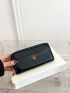 Embossed Metal Decor Long Wallet