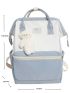 Two Tone Letter Patch Decor Functional Backpack With Bag Charm