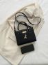 Mini Square Bag Deer Charm PU Double Handle For Daily Life