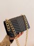 Mini Neon Pink Chevron Quilted Flap Chain Square Bag