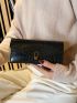Crocodile Embossed Metal Decor Long Wallet