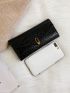 Crocodile Embossed Metal Decor Long Wallet