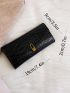 Crocodile Embossed Metal Decor Long Wallet