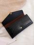 Crocodile Embossed Metal Decor Long Wallet
