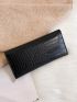 Crocodile Embossed Metal Decor Long Wallet