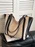 Two Tone Shoulder Tote Bag